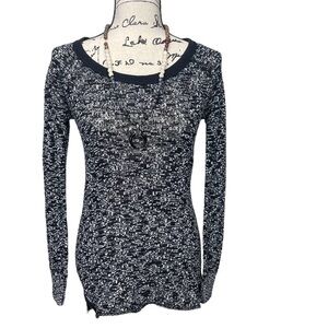 Free People Marbled Black/White Lightweight Boho Sweater Size XS